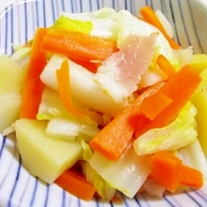 ルクエで和食 野菜とベーコンの日本酒蒸し レシピ 作り方 By へんてこぽこりんママ 楽天レシピ